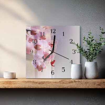 Štvorcové hodiny Orchidea