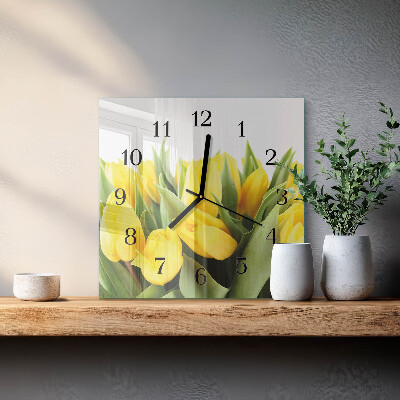 Štvorcové hodiny Tulipánové kvety