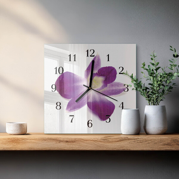 Štvorcové hodiny Kvet orchidey
