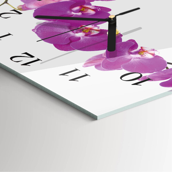 Štvorcové hodiny Orchidea