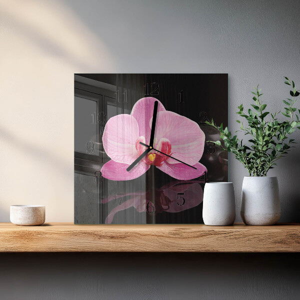 Štvorcové hodiny Orchidea