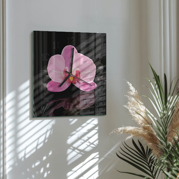 Štvorcové hodiny Orchidea