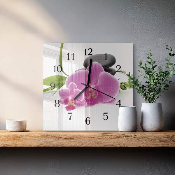 Štvorcové hodiny Orchidea