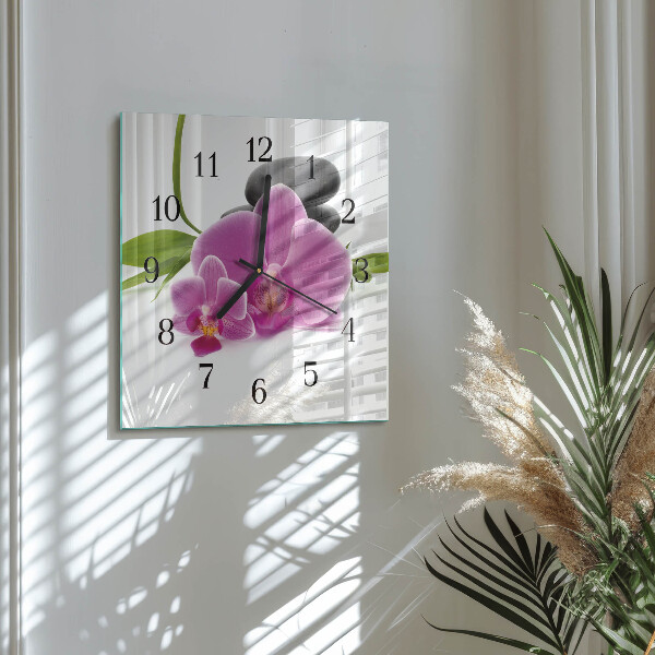 Štvorcové hodiny Orchidea