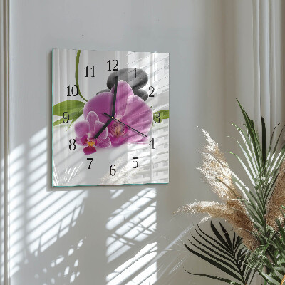 Štvorcové hodiny Orchidea