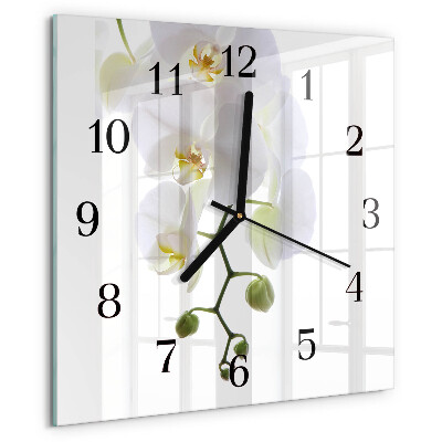 Štvorcové hodiny Orchidea
