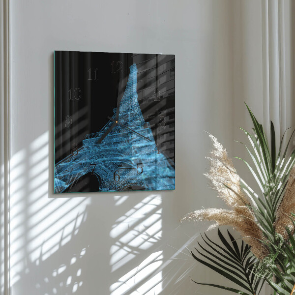 Štvorcové hodiny Eiffelova veža v Paríži