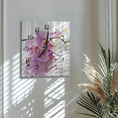 Štvorcové hodiny Orchidea