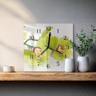 Štvorcové hodiny Orchidea