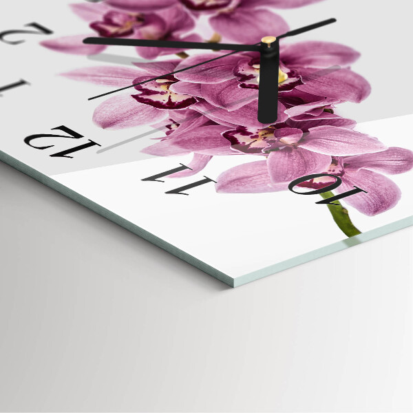 Štvorcové hodiny Orchidea