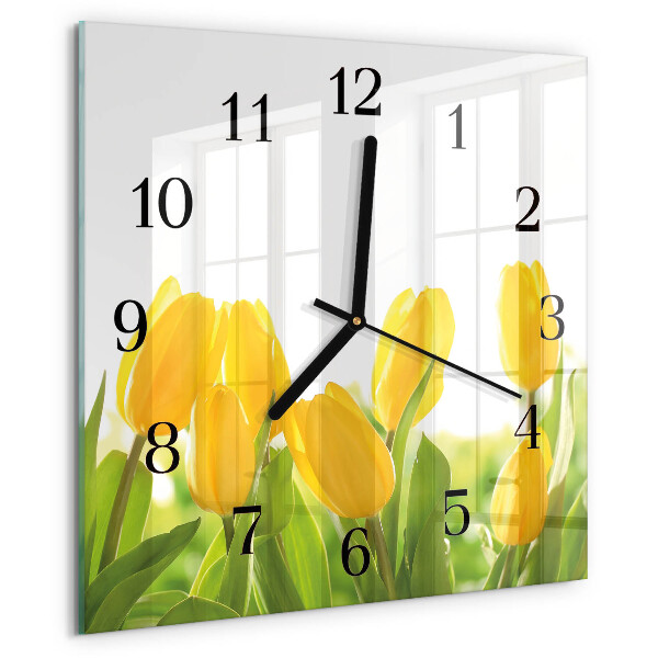 Štvorcové hodiny Tulipány
