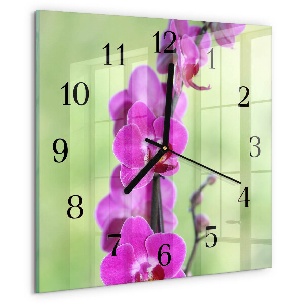 Štvorcové hodiny Orchidea