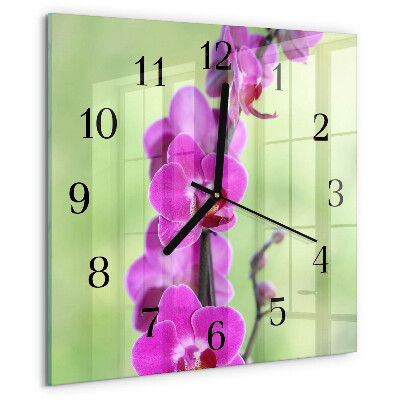 Štvorcové hodiny Orchidea
