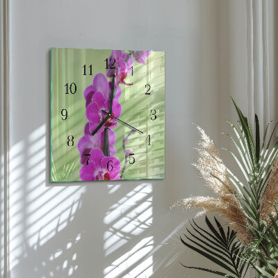 Štvorcové hodiny Orchidea