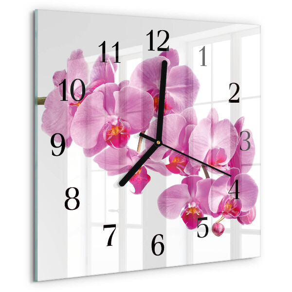 Štvorcové hodiny Orchidea