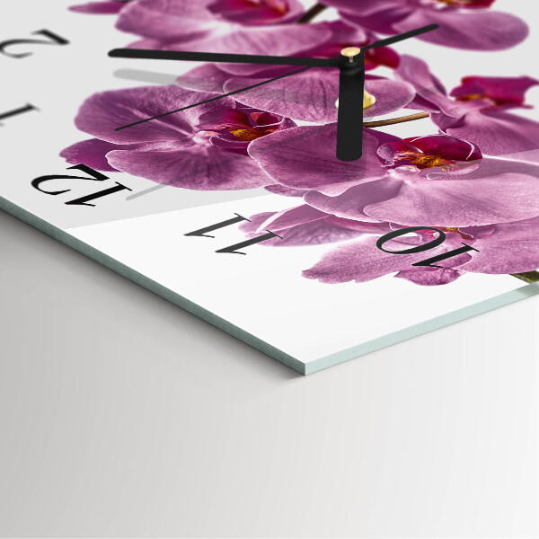 Štvorcové hodiny Orchidea