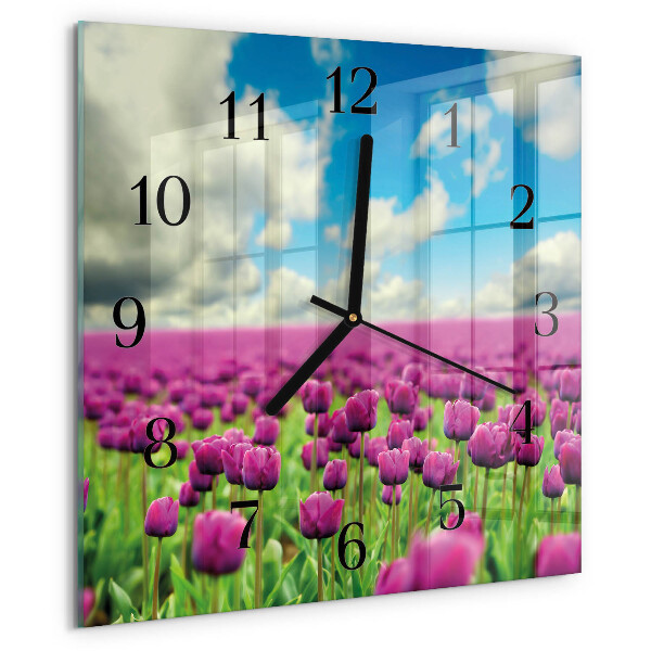 Štvorcové hodiny Tulipány