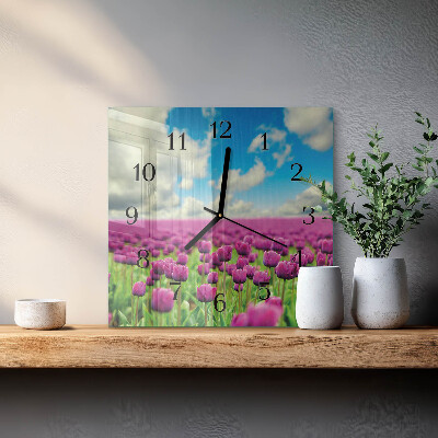 Štvorcové hodiny Tulipány
