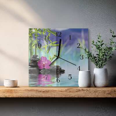 Štvorcové hodiny Kúpeľná orchidea