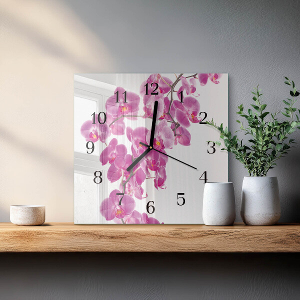 Štvorcové hodiny Orchidea