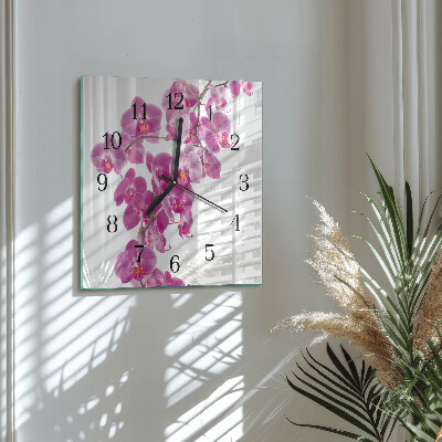 Štvorcové hodiny Orchidea