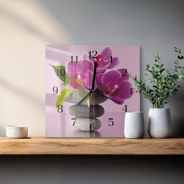 Štvorcové hodiny Orchidea