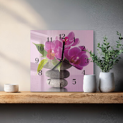Štvorcové hodiny Orchidea