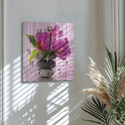 Štvorcové hodiny Orchidea