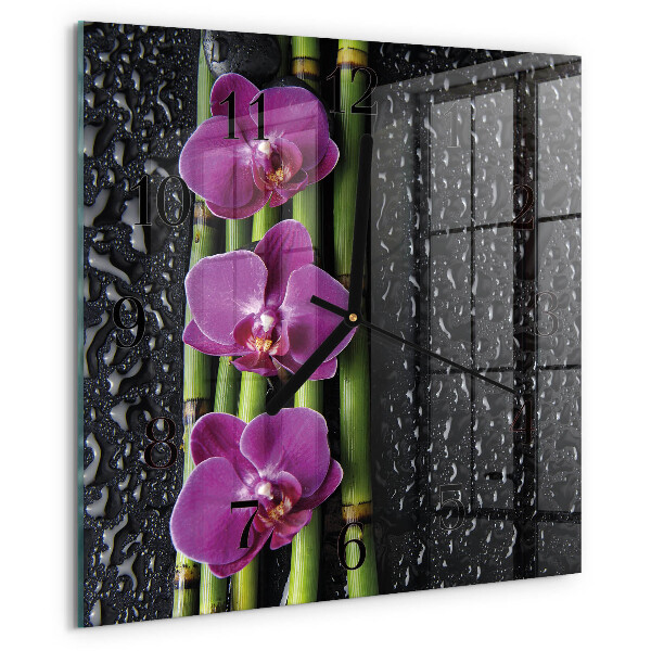 Štvorcové hodiny Orchidea