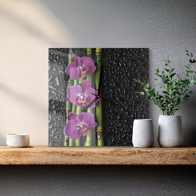 Štvorcové hodiny Orchidea