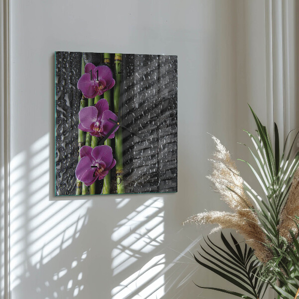 Štvorcové hodiny Orchidea