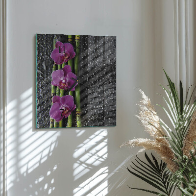 Štvorcové hodiny Orchidea