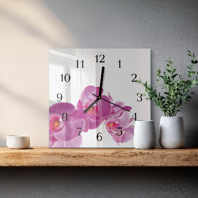 Štvorcové hodiny Orchidea