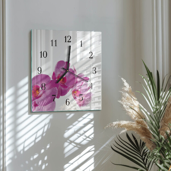 Štvorcové hodiny Orchidea