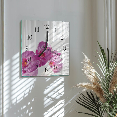 Štvorcové hodiny Orchidea