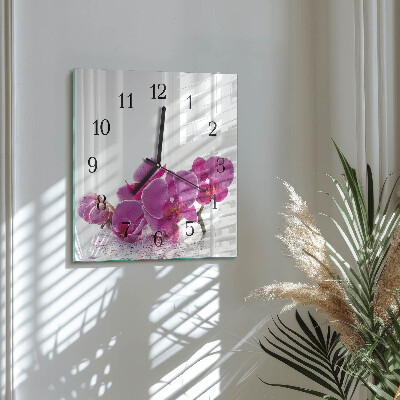 Štvorcové hodiny Orchidea