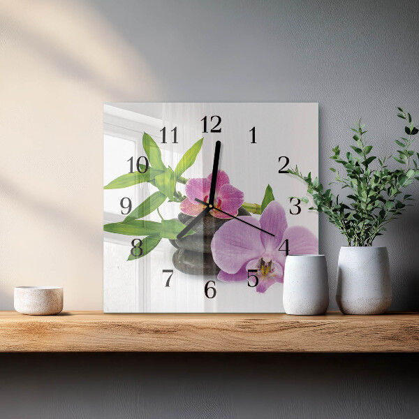 Štvorcové hodiny Orchidea