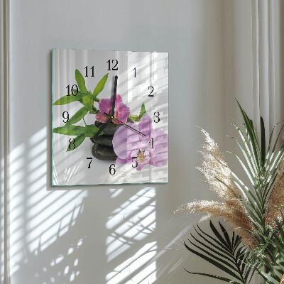 Štvorcové hodiny Orchidea