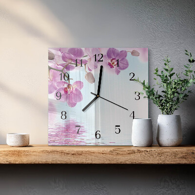 Štvorcové hodiny Orchidea