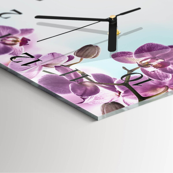 Štvorcové hodiny Orchidea