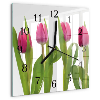 Štvorcové hodiny Tulipány