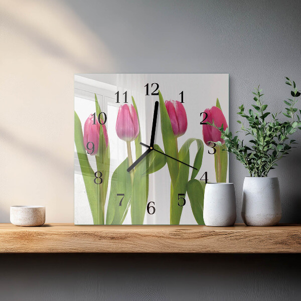 Štvorcové hodiny Tulipány