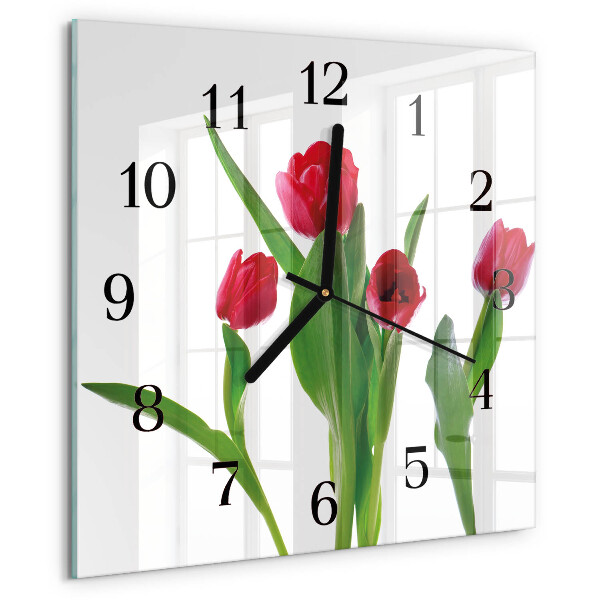 Štvorcové hodiny Tulipány