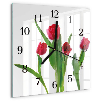 Štvorcové hodiny Tulipány