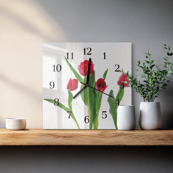 Štvorcové hodiny Tulipány