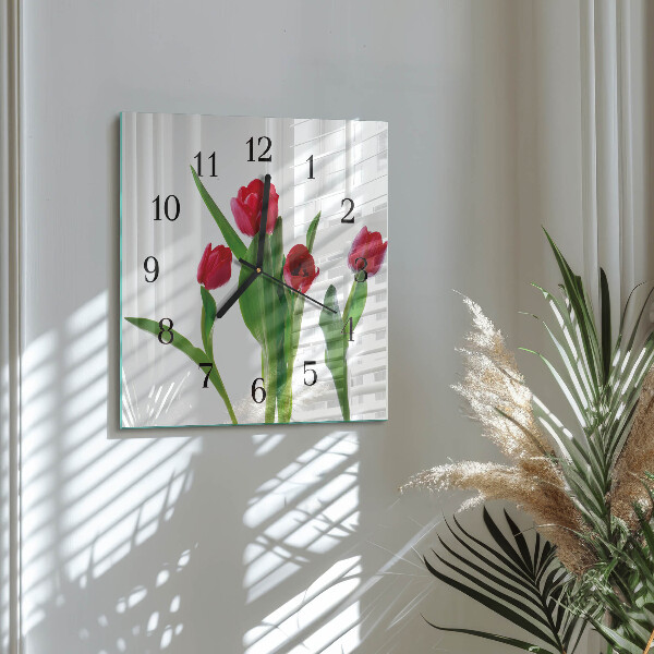 Štvorcové hodiny Tulipány