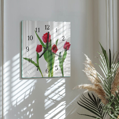 Štvorcové hodiny Tulipány