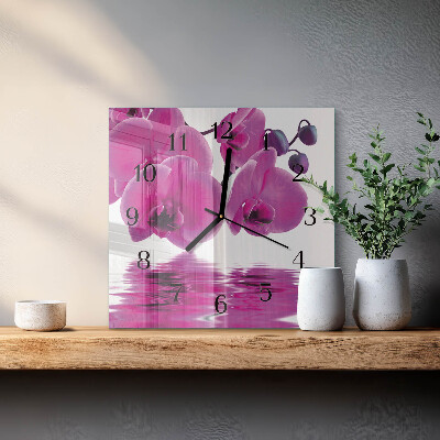 Štvorcové hodiny Orchidea