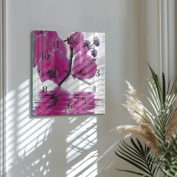 Štvorcové hodiny Orchidea