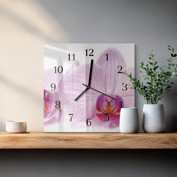 Štvorcové hodiny Orchidea